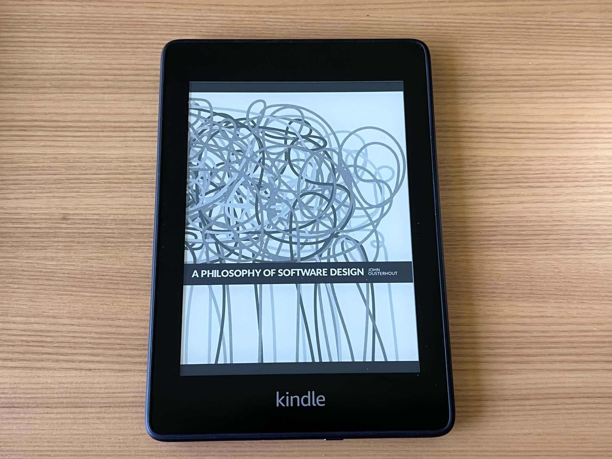 A Philosophy of Software Design by John Ousterhout displayed on a Kindle